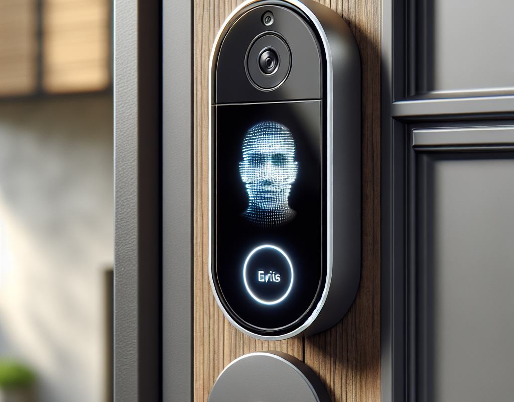 "Apple's innovative smart doorbell featuring advanced facial recognition technology for keyless entry, showcasing its sleek design and integrated camera."